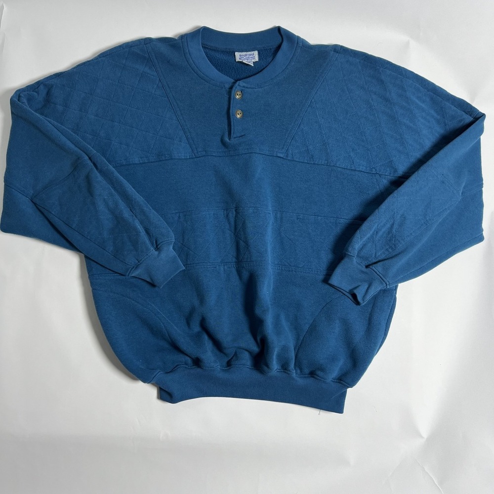 Vintage Boulevard Club by Block Mens Large 100% Cotton Blue Sweater
